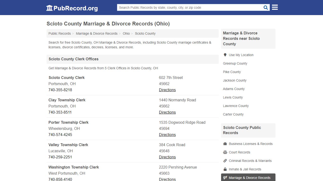 Scioto County Marriage & Divorce Records (Ohio)